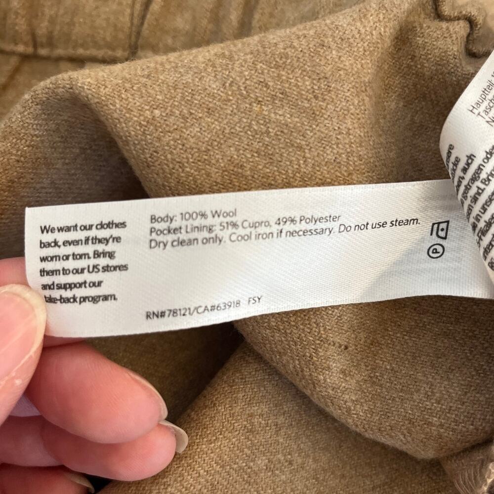 Eileen Fisher 100% Wool Elastic Waist Pull-On Pants Tapered Brown Size Medium - Picture 4 of 7